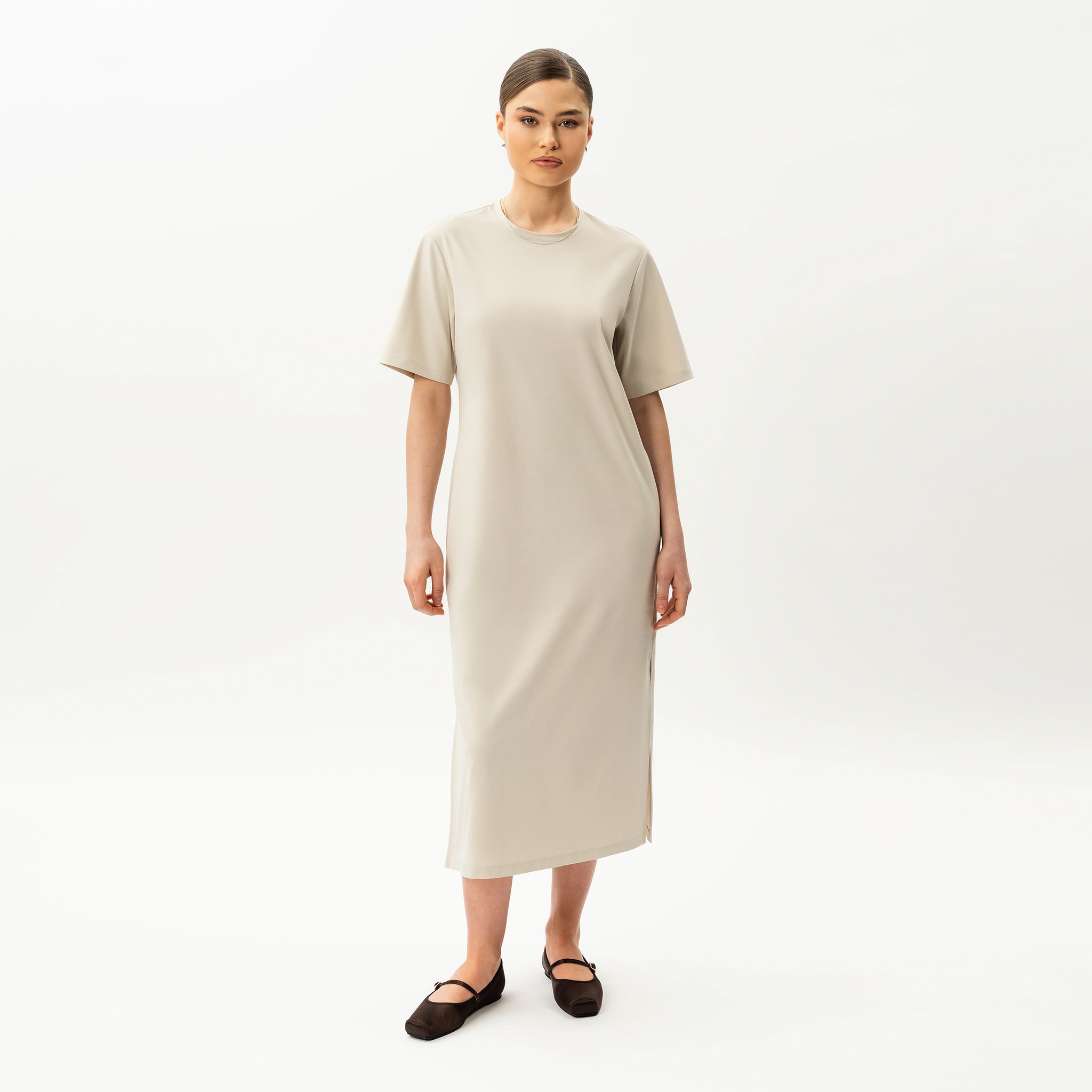 beige summer dress Summer T-Shirt Dress