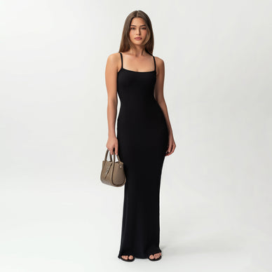 strapless open back dress Edikted Ribbed Cut Out Cupped Maxi Dress - Black main image 1