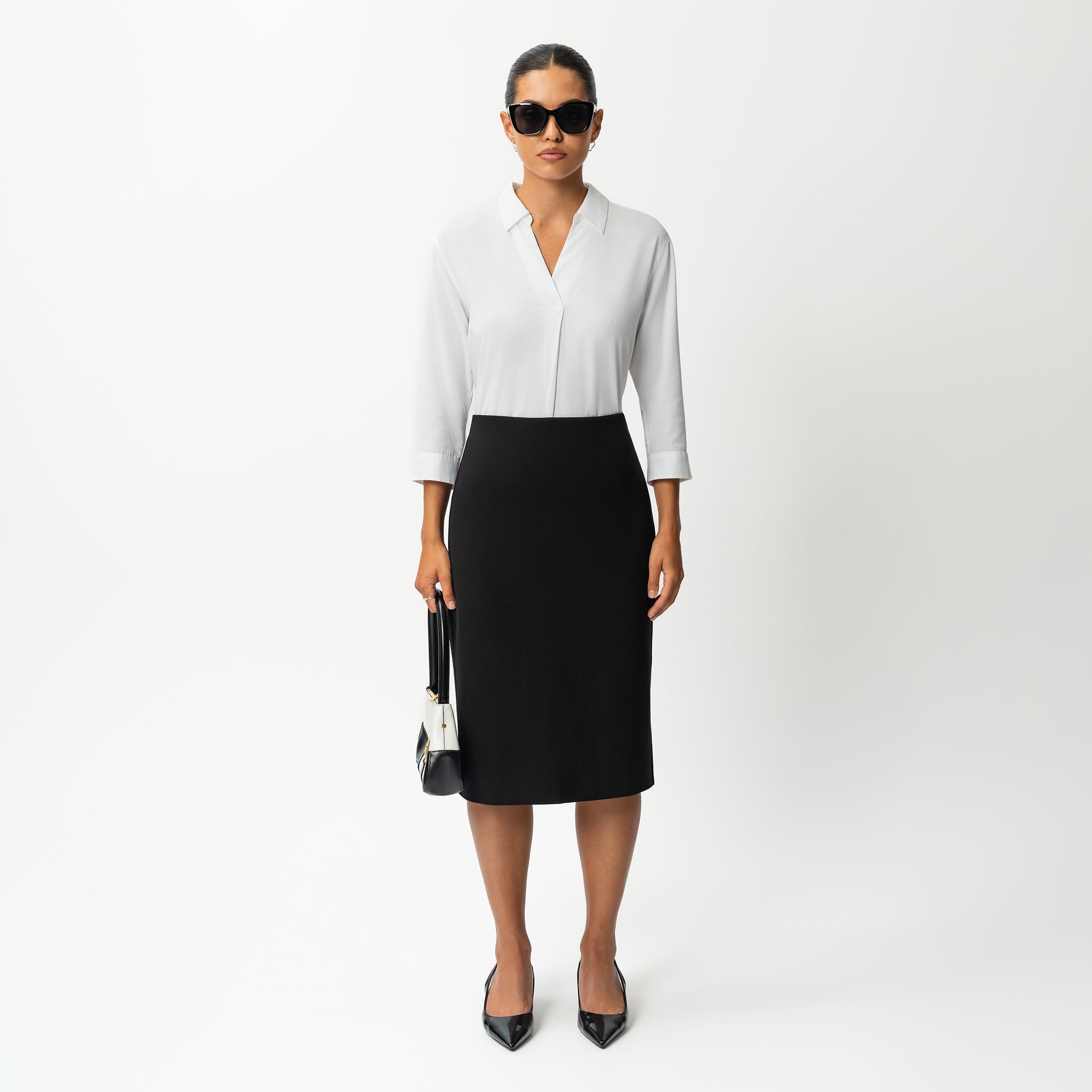 Tailored Ponte Midi Skirt - Ninepine