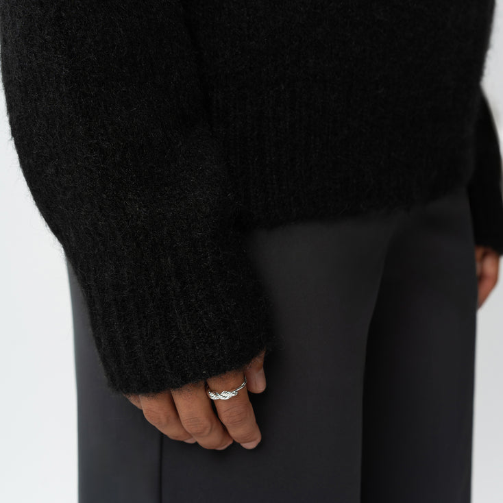 Relaxed Knit Wool Blend Sweater
