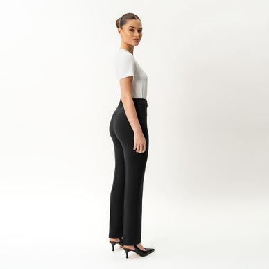 【新品】<N.ハリ>SLIM STRAIGHT SLACKS 38 BLK Crepe Slim Trouser