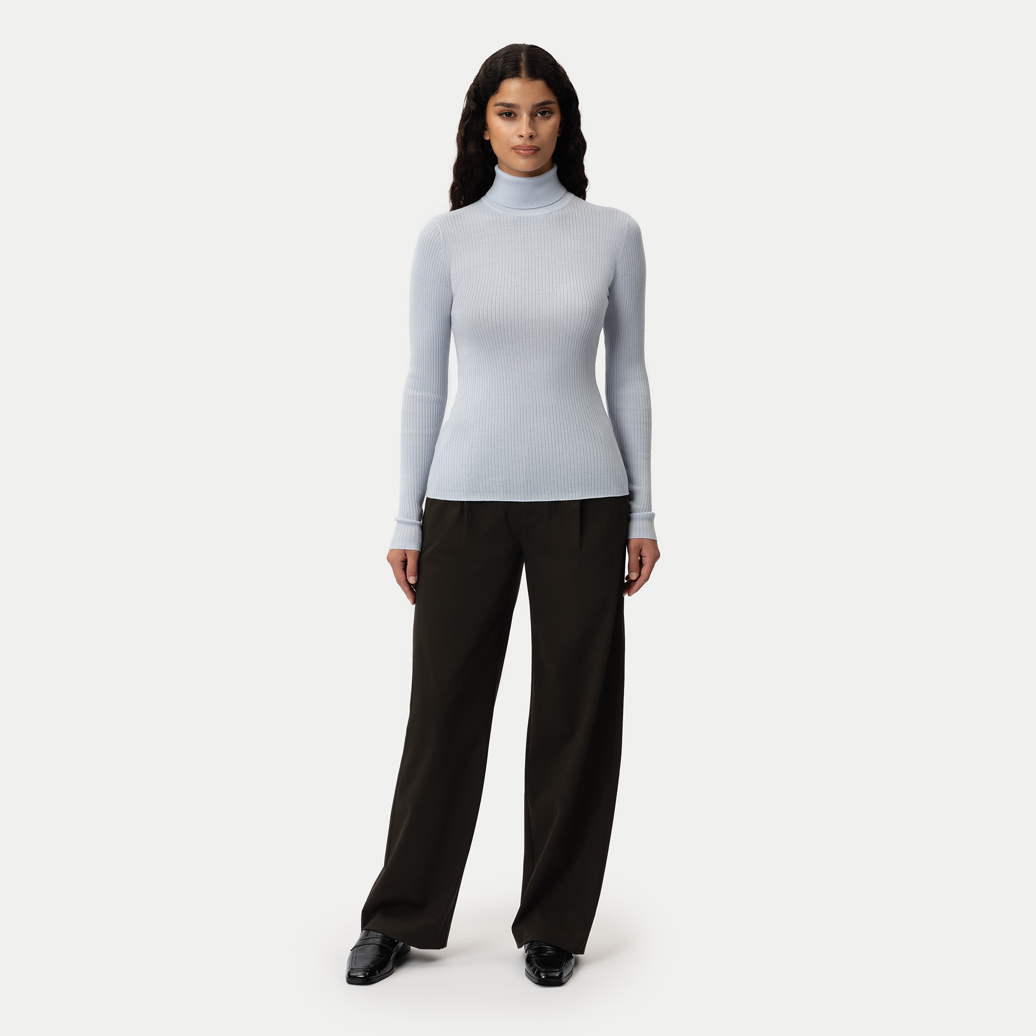 Merino Wool Ribbed Turtleneck - Ninepine