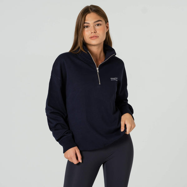 NMIXX スタジャン ネイビー ORGANIC-14ZIPSWEATER-NAVY-